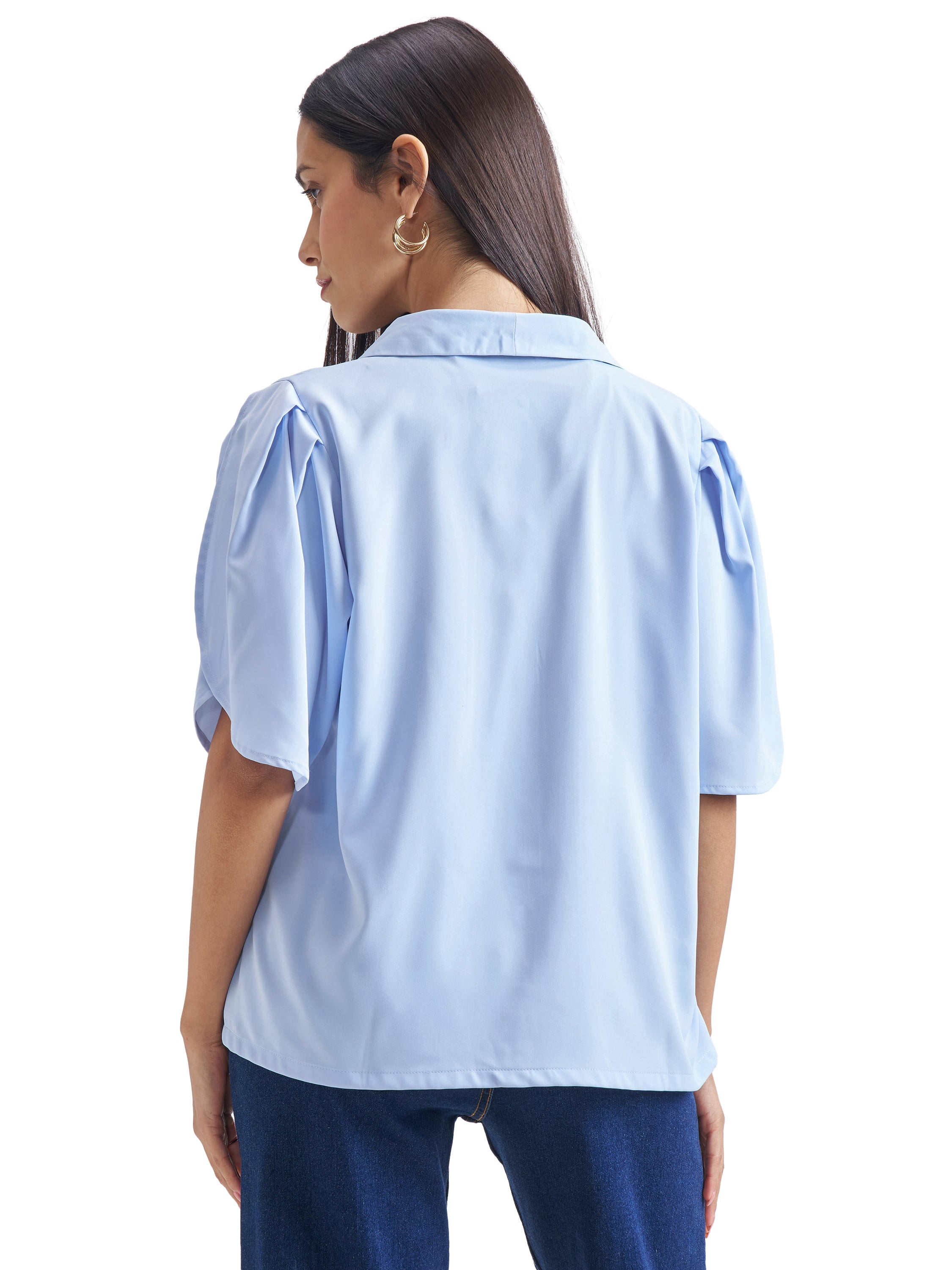 Chic By Tokyo Talkies Women Blue Solid Regular Top - Blue - Image 8