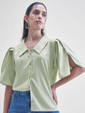 Tokyo Talkies Women Green Solid Shirt Style Top - Green - Image 1