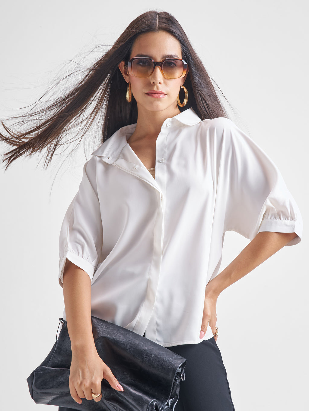 Tokyo Talkies Women White Solid Regular Top - White - Image 1