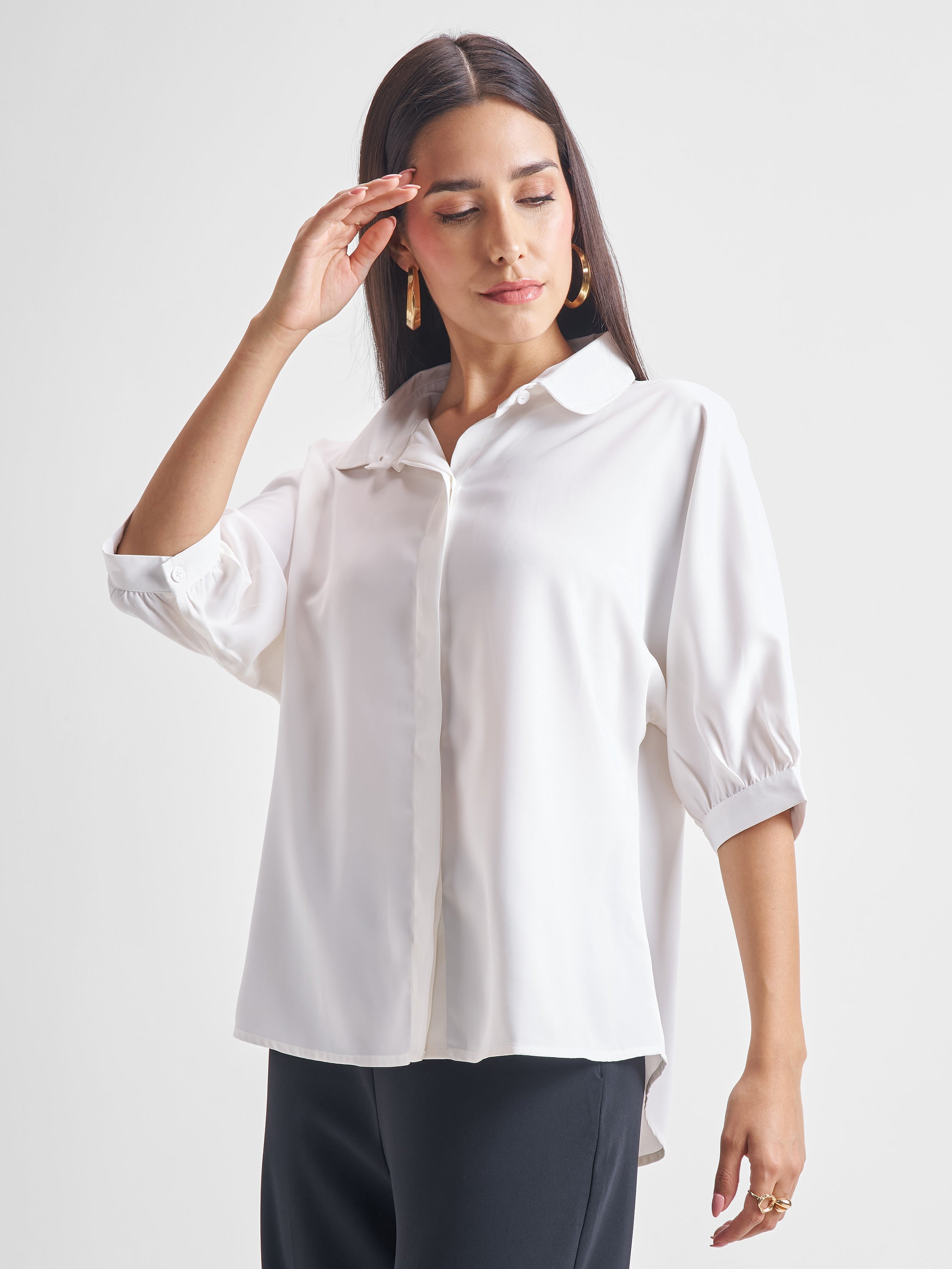 Tokyo Talkies Women White Solid Regular Top - White - Image 4