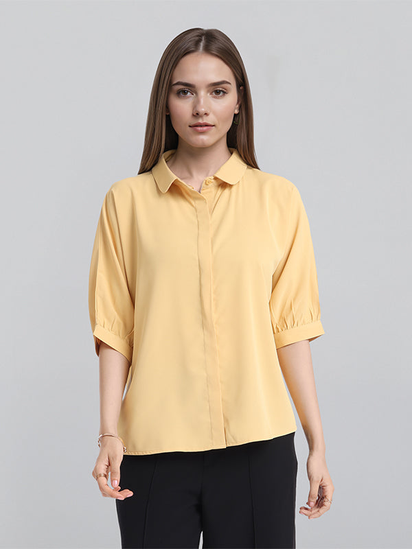 Chic By Tokyo Talkies Women Mustard Solid Regular Top - Mustard - Image 1