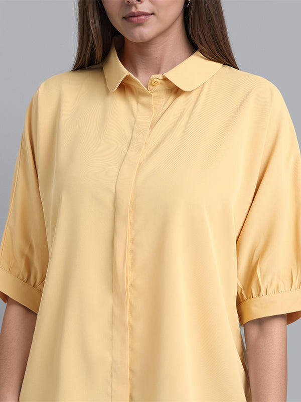 Chic By Tokyo Talkies Women Mustard Solid Regular Top - Mustard - Image 5