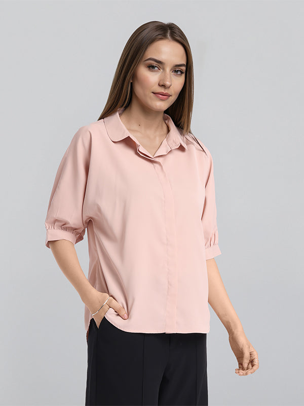 Chic By Tokyo Talkies Women Pink Solid Regular Top - Pink - Image 4