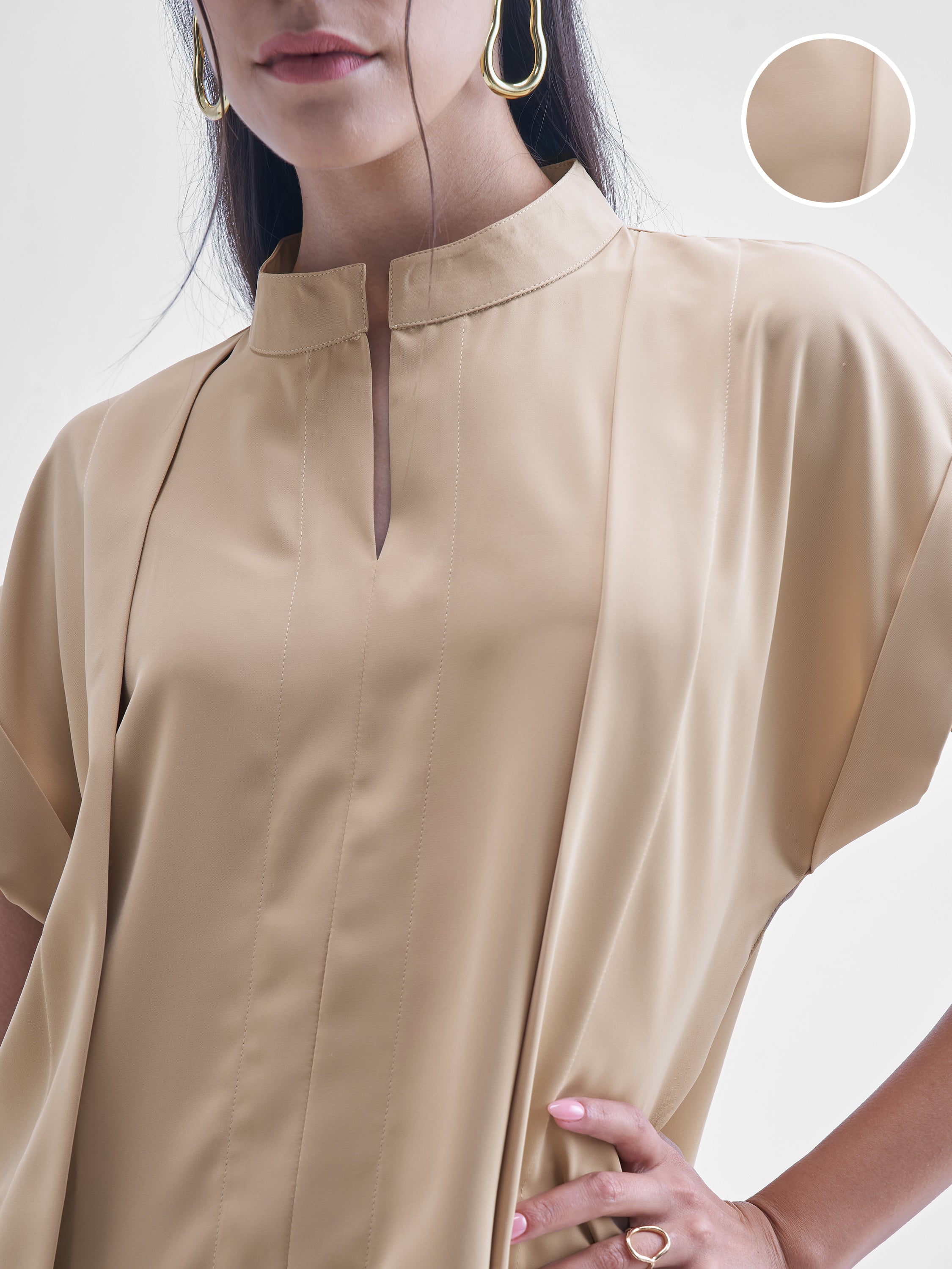 Chic By Tokyo Talkies Women Beige Solid Shirt Style Top - Beige - Image 5
