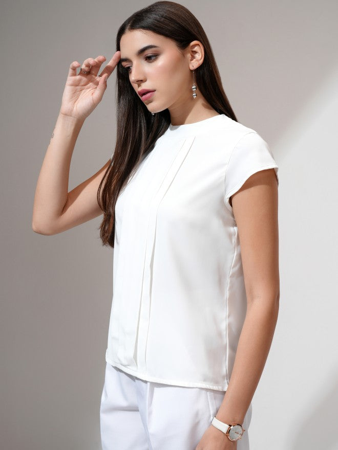 Tokyo Talkies Women White Solid Regular Top - White - Image 4