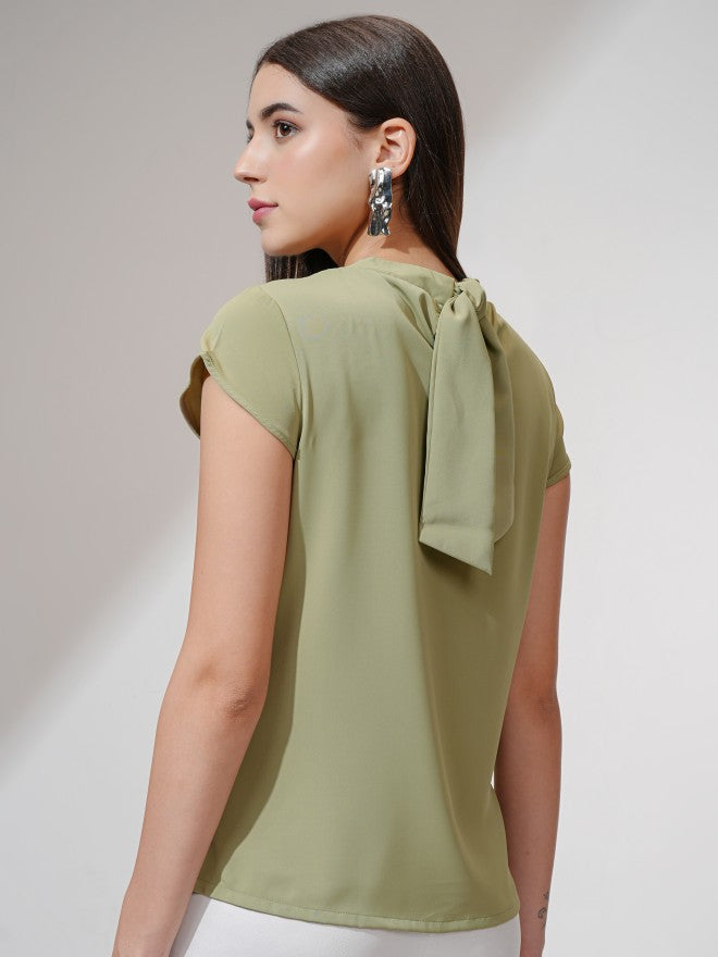 Tokyo Talkies Women Green Solid Regular Top - Green - Image 3