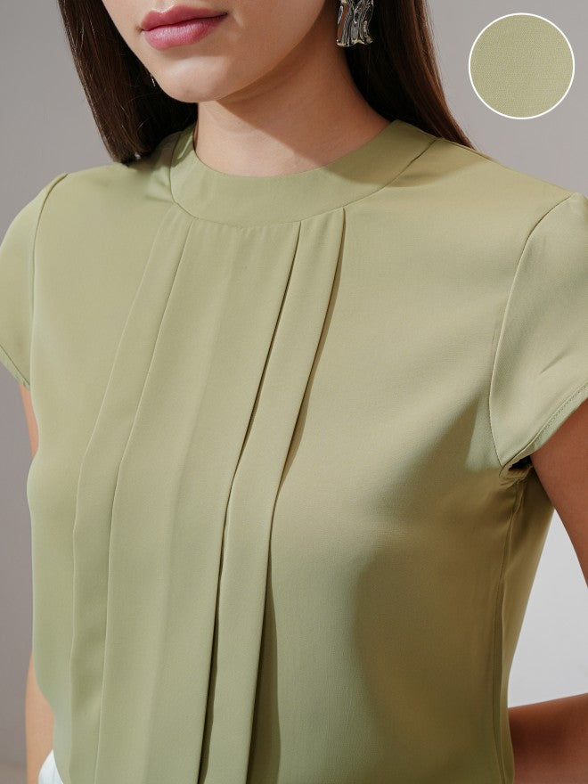 Tokyo Talkies Women Green Solid Regular Top - Green - Image 5