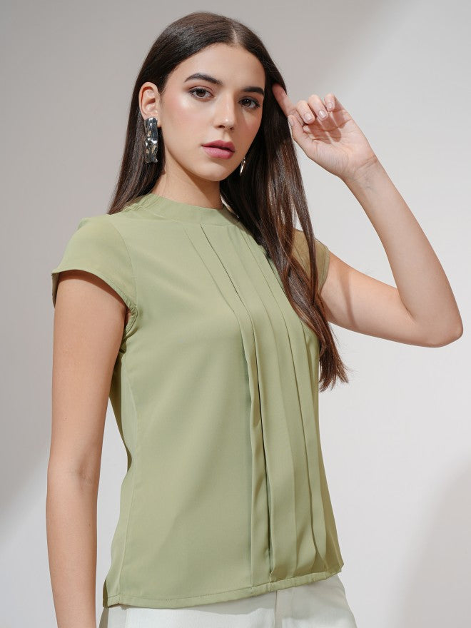 Tokyo Talkies Women Green Solid Regular Top - Green - Image 6