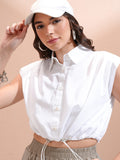 Tokyo Talkies Women White Solid Shirt Style Top - White - Image 1