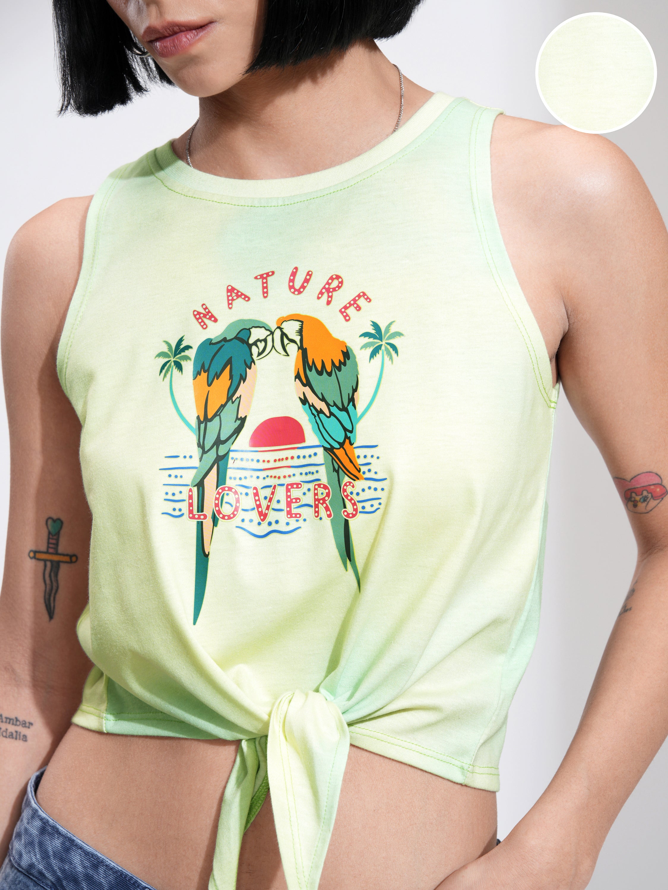 Tokyo Talkies Women Yellow Printed Regular Top - Yellow - Image 5
