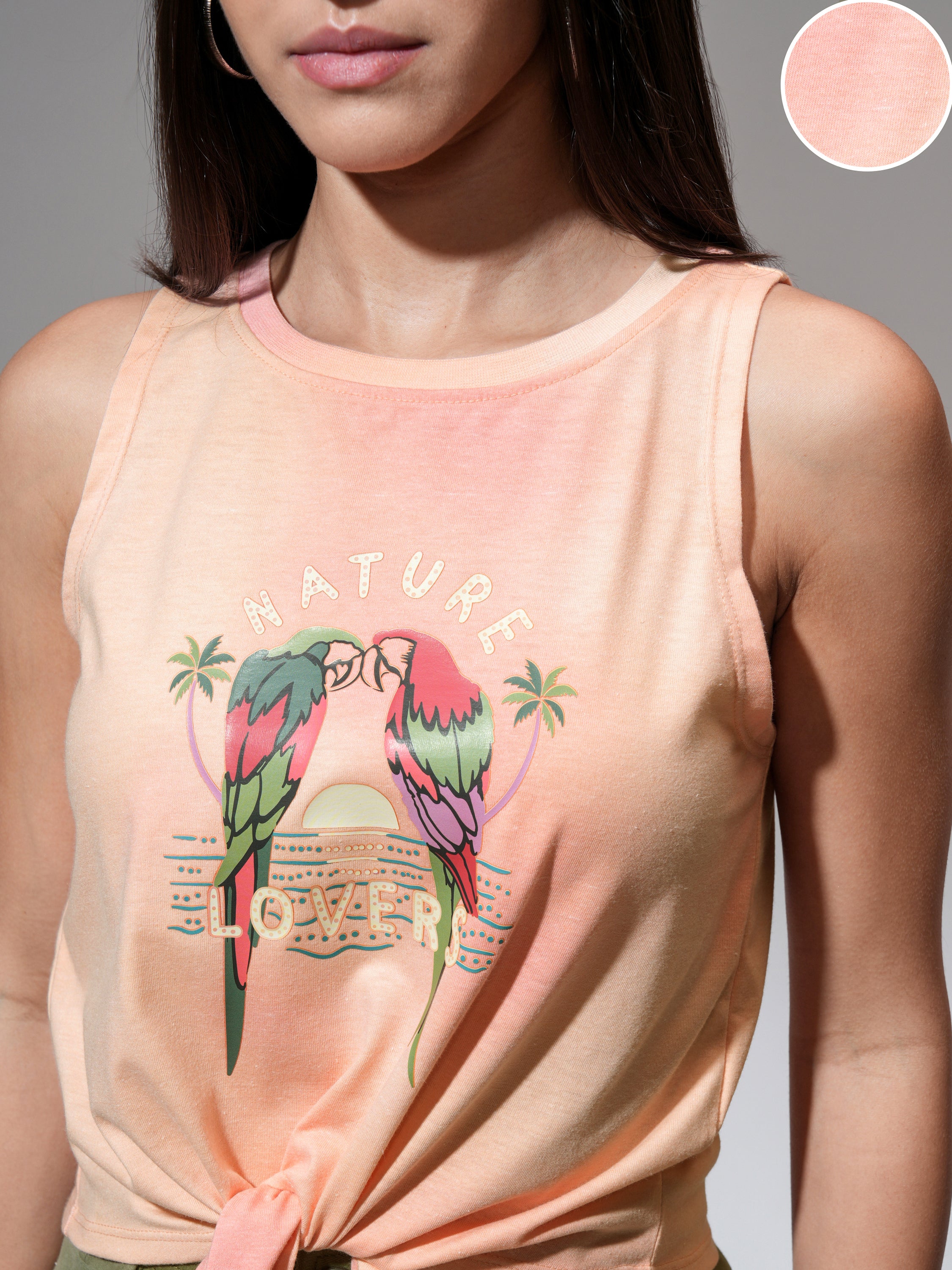Tokyo Talkies Women Orange Printed Regular Top - Orange - Image 5