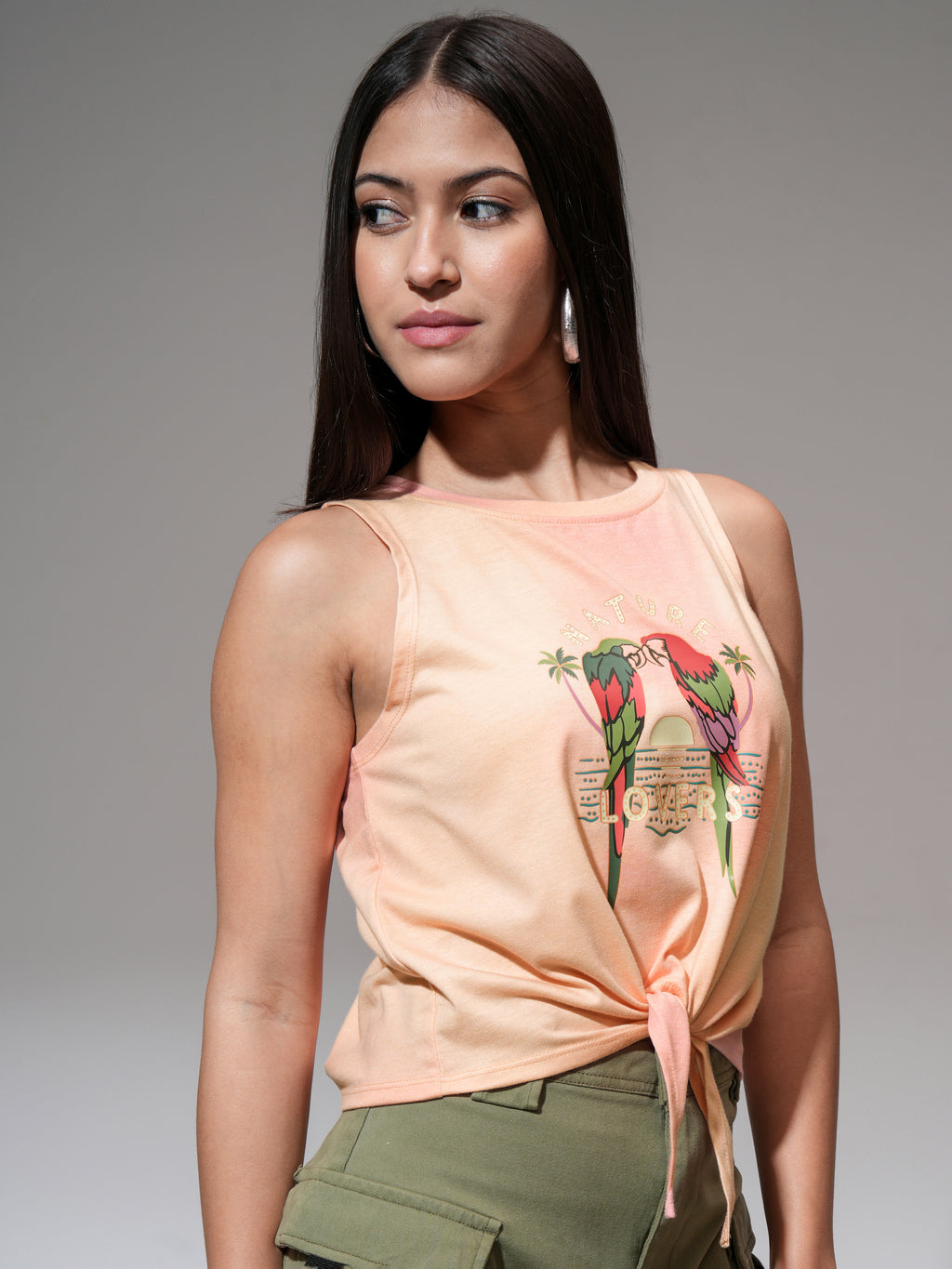 Tokyo Talkies Women Orange Printed Regular Top - Orange - Image 6