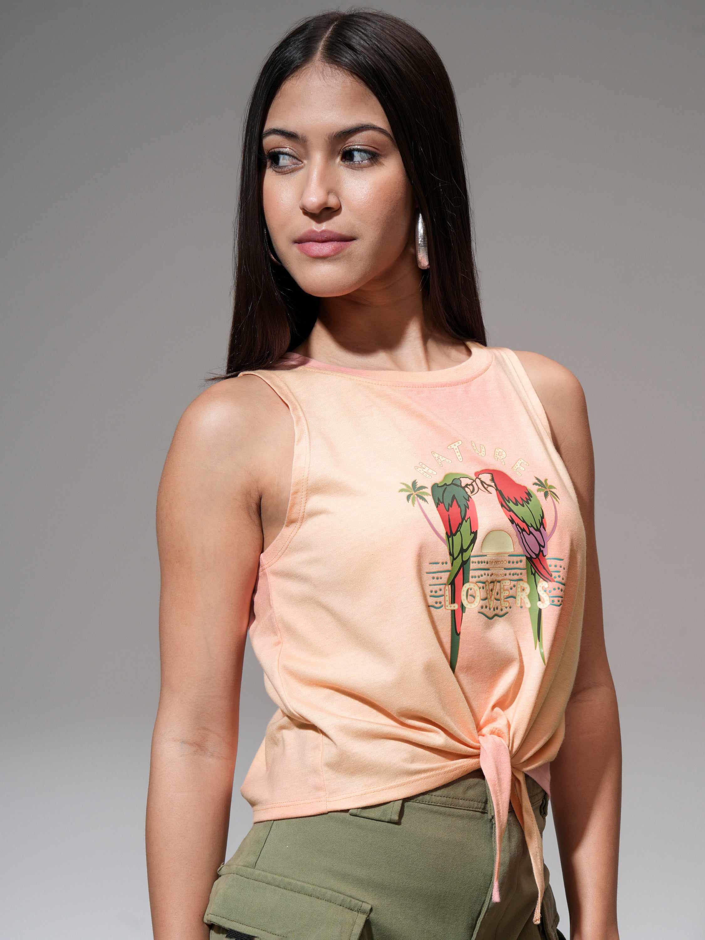 Tokyo Talkies Women Orange Printed Regular Top - Orange - Image 6