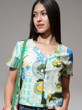Tokyo Talkies Women Lime Green Printed Regular Top - Lime Green - Image 1