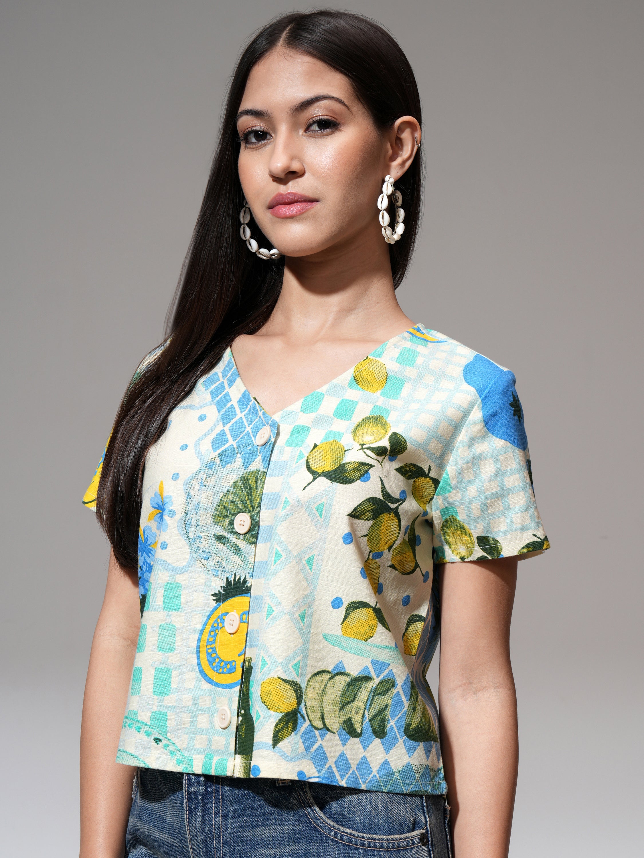 Tokyo Talkies Women Lime Green Printed Regular Top - Lime Green - Image 4
