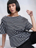 Tokyo Talkies Women Black Striped Regular Top - Black - Image 1