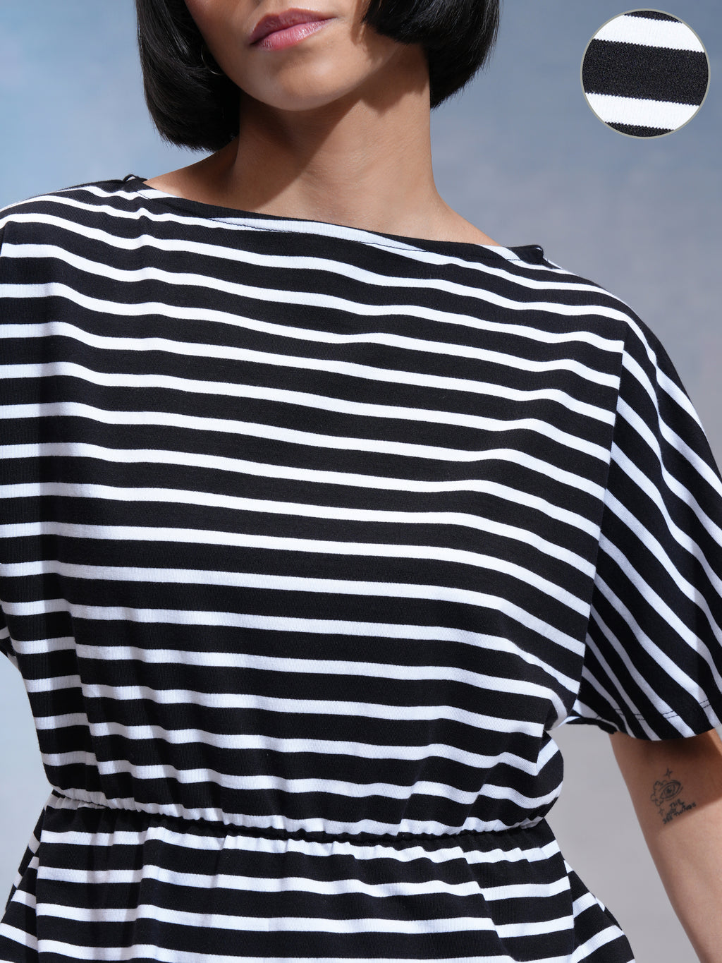 Tokyo Talkies Women Black Striped Regular Top - Black - Image 5