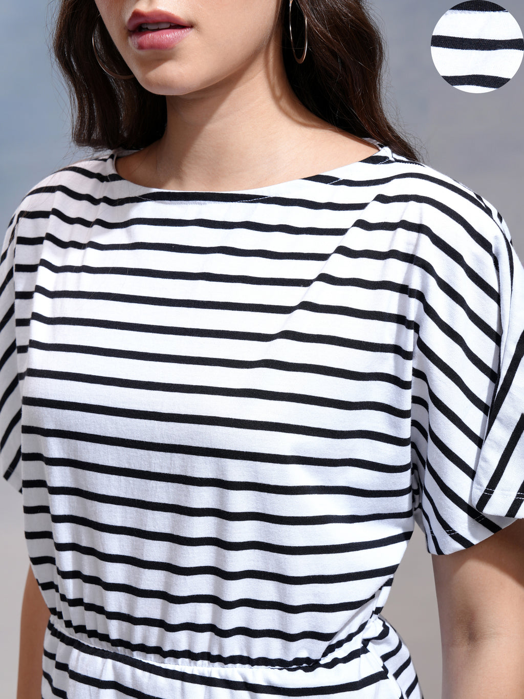 Tokyo Talkies Women White Striped Regular Top - White - Image 5