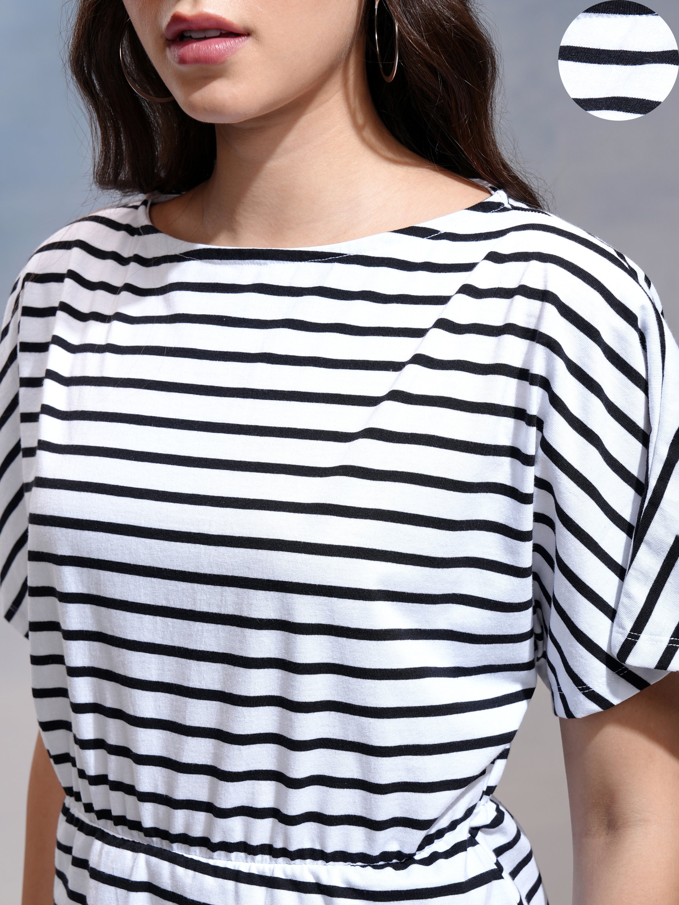 Tokyo Talkies Women White Striped Regular Top - White - Image 5