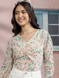 Tokyo Talkies Women Pink Printed Peplum Top - Pink - Image 1