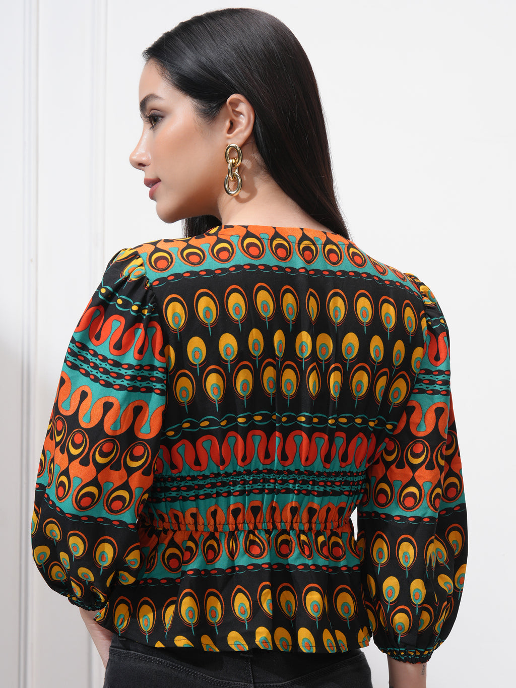 Tokyo Talkies Women Black Printed Regular Top - Black - Image 3