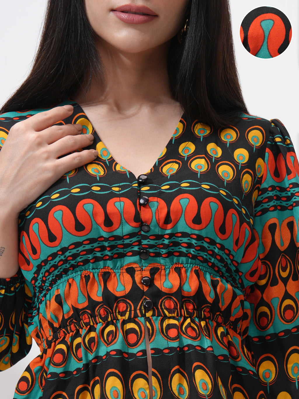 Tokyo Talkies Women Black Printed Regular Top - Black - Image 5