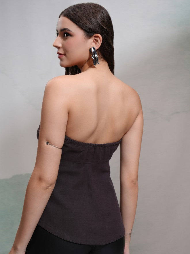 Tokyo Talkies Women Purple Solid Tube Top - Purple - Image 3