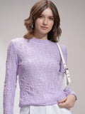 Tokyo Talkies Women Purple Self Design Fitted Top - Purple - Image 1