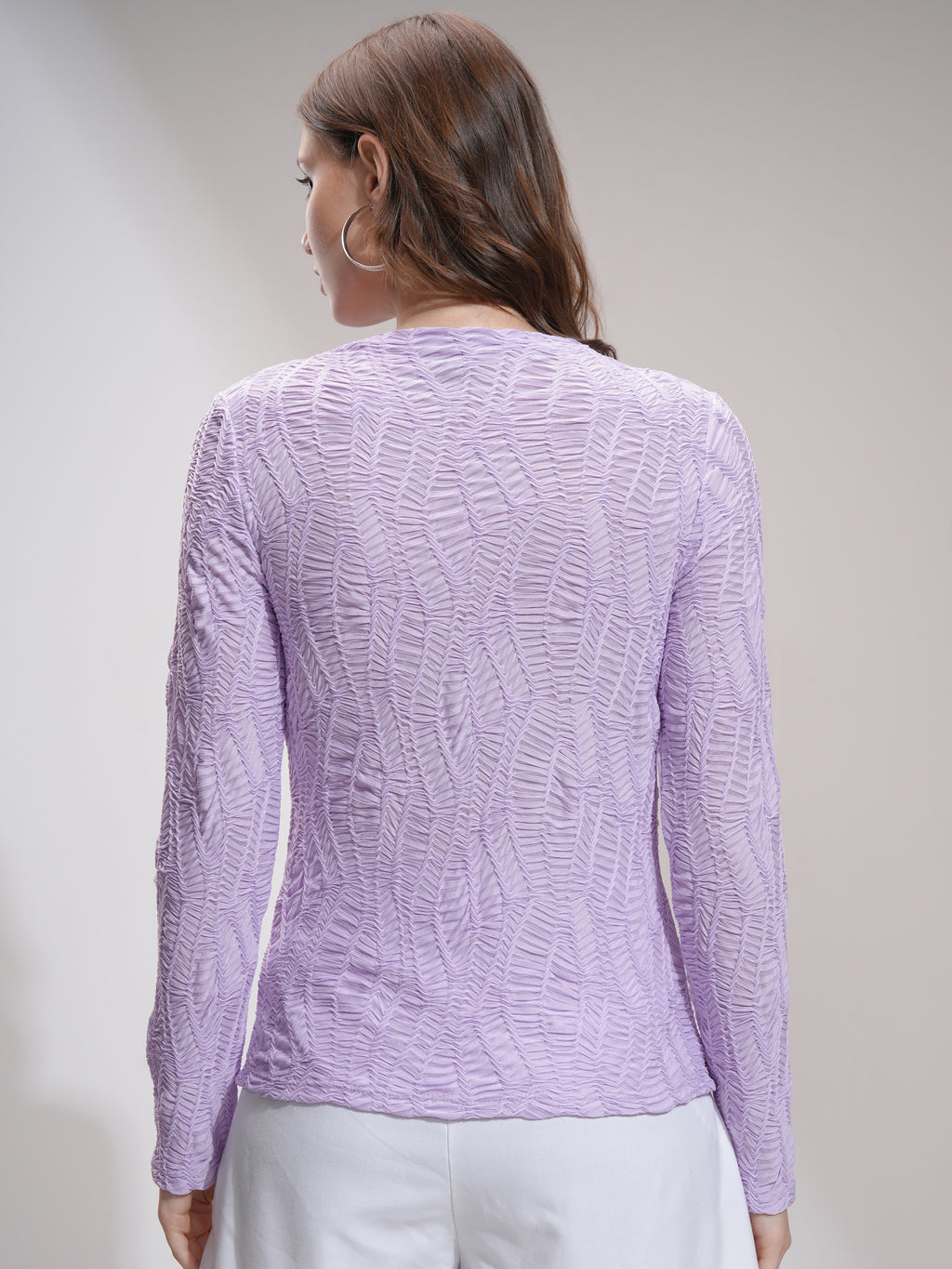 Tokyo Talkies Women Purple Self Design Fitted Top - Purple - Image 3