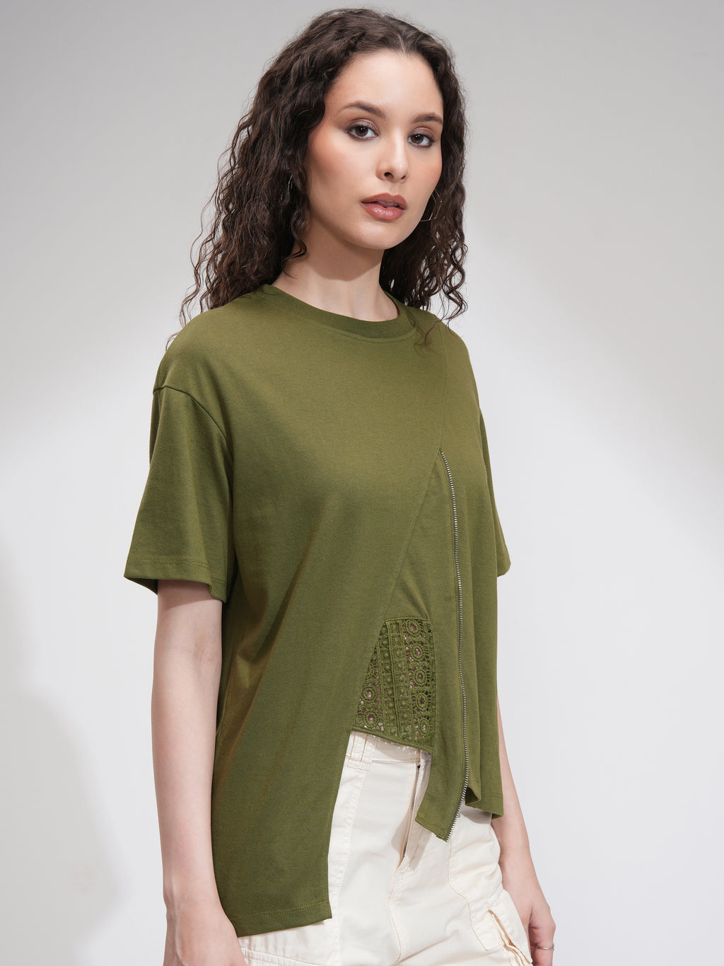 Tokyo Talkies Women Olive Solid Regular Top - Olive - Image 6