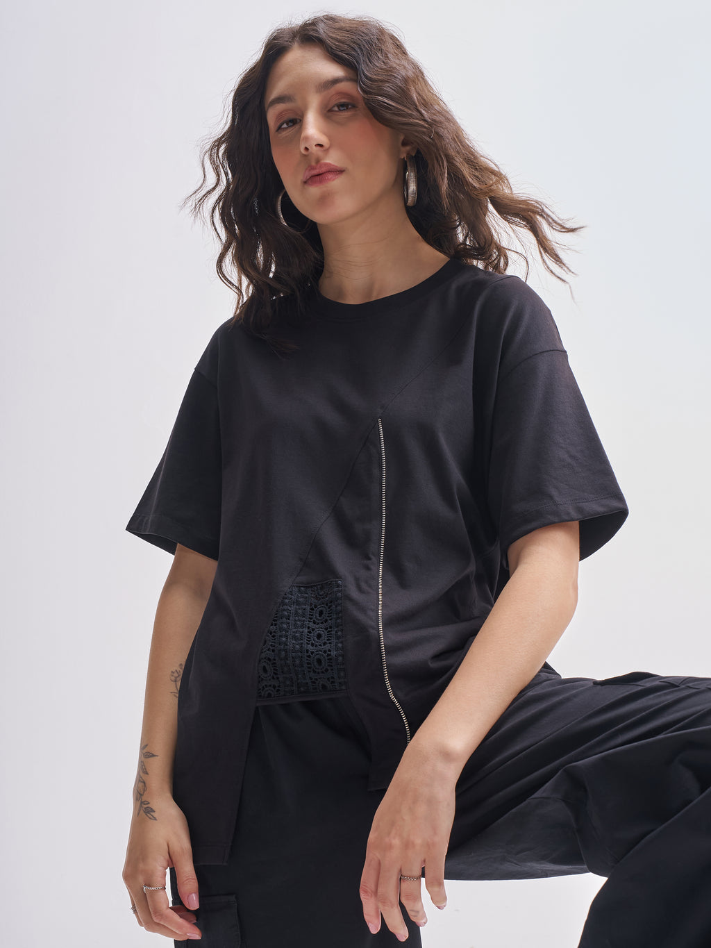 Tokyo Talkies Women Black Solid Regular Top - Black - Image 1