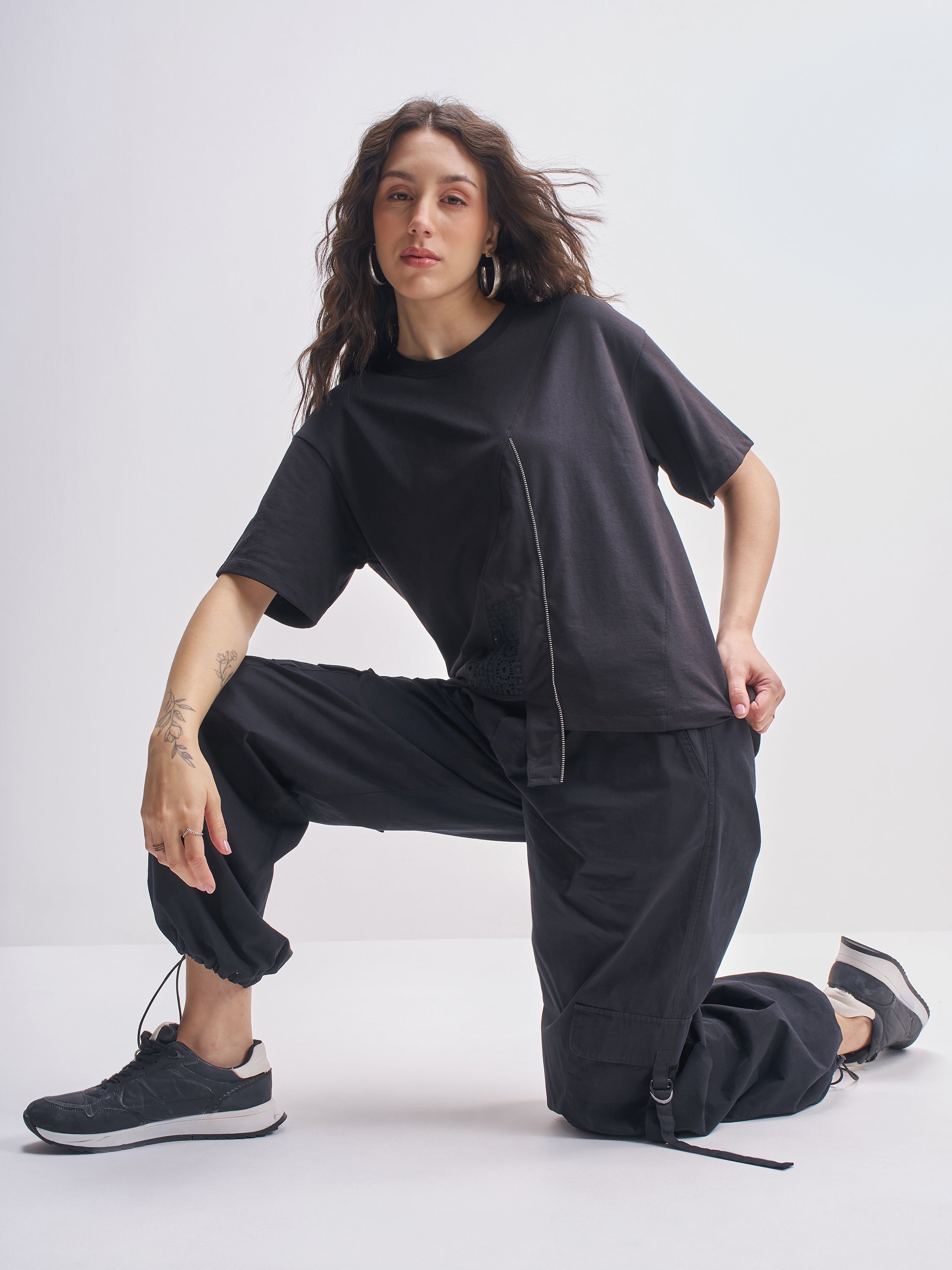 Tokyo Talkies Women Black Solid Regular Top - Black - Image 2