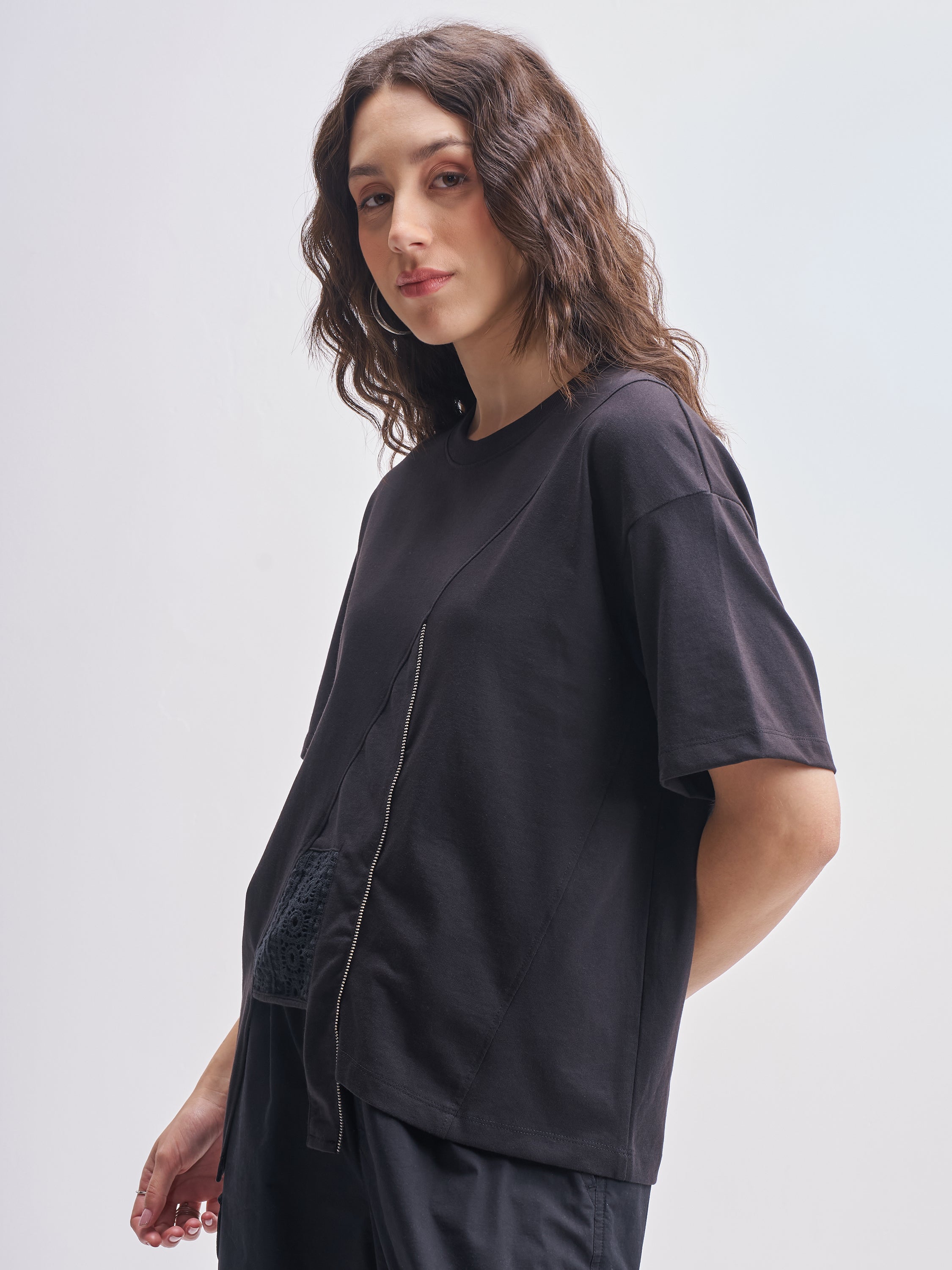 Tokyo Talkies Women Black Solid Regular Top - Black - Image 4