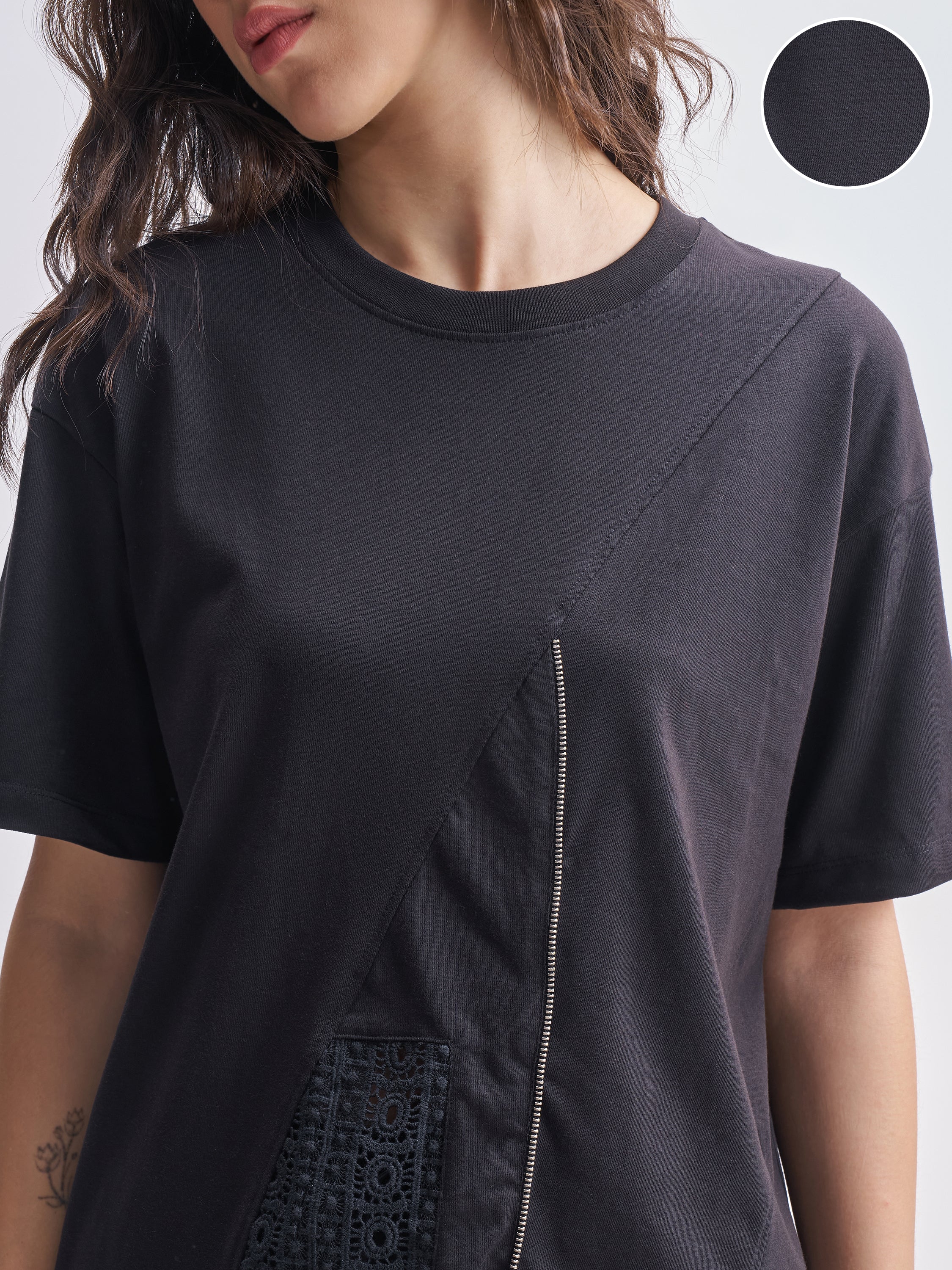 Tokyo Talkies Women Black Solid Regular Top - Black - Image 5