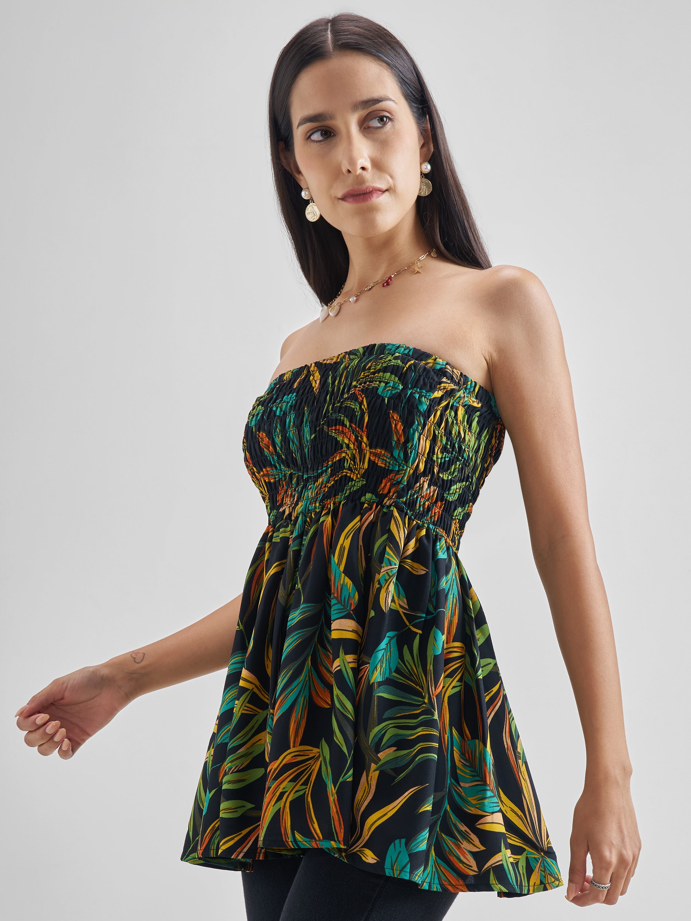 ESPYR By Tokyo Talkies Women Black Printed Regular Top - Black - Image 4
