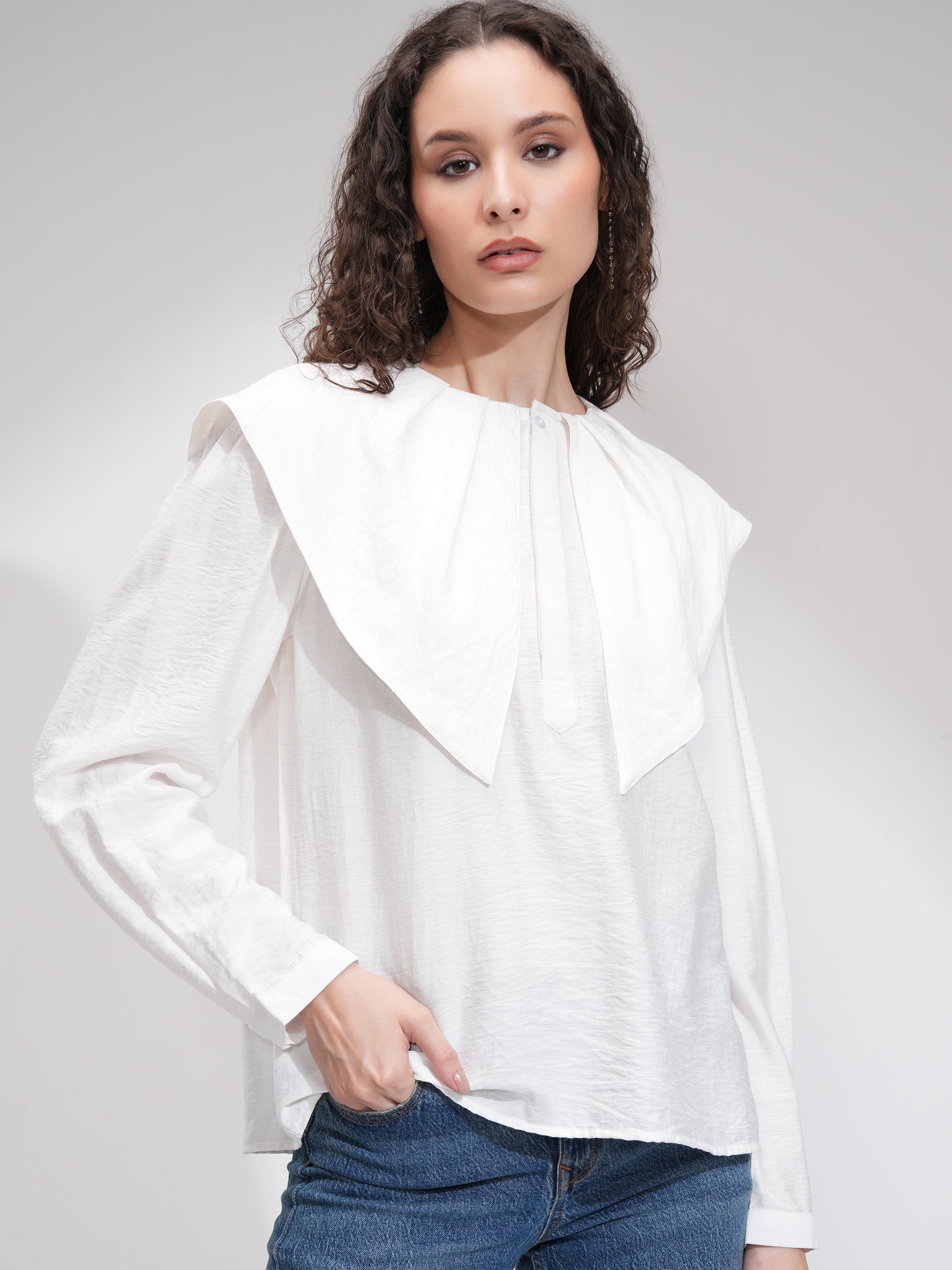 Tokyo Talkies Women White Solid Regular Top - White - Image 1
