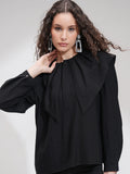 Tokyo Talkies Women Black Solid Regular Top - Black - Image 1