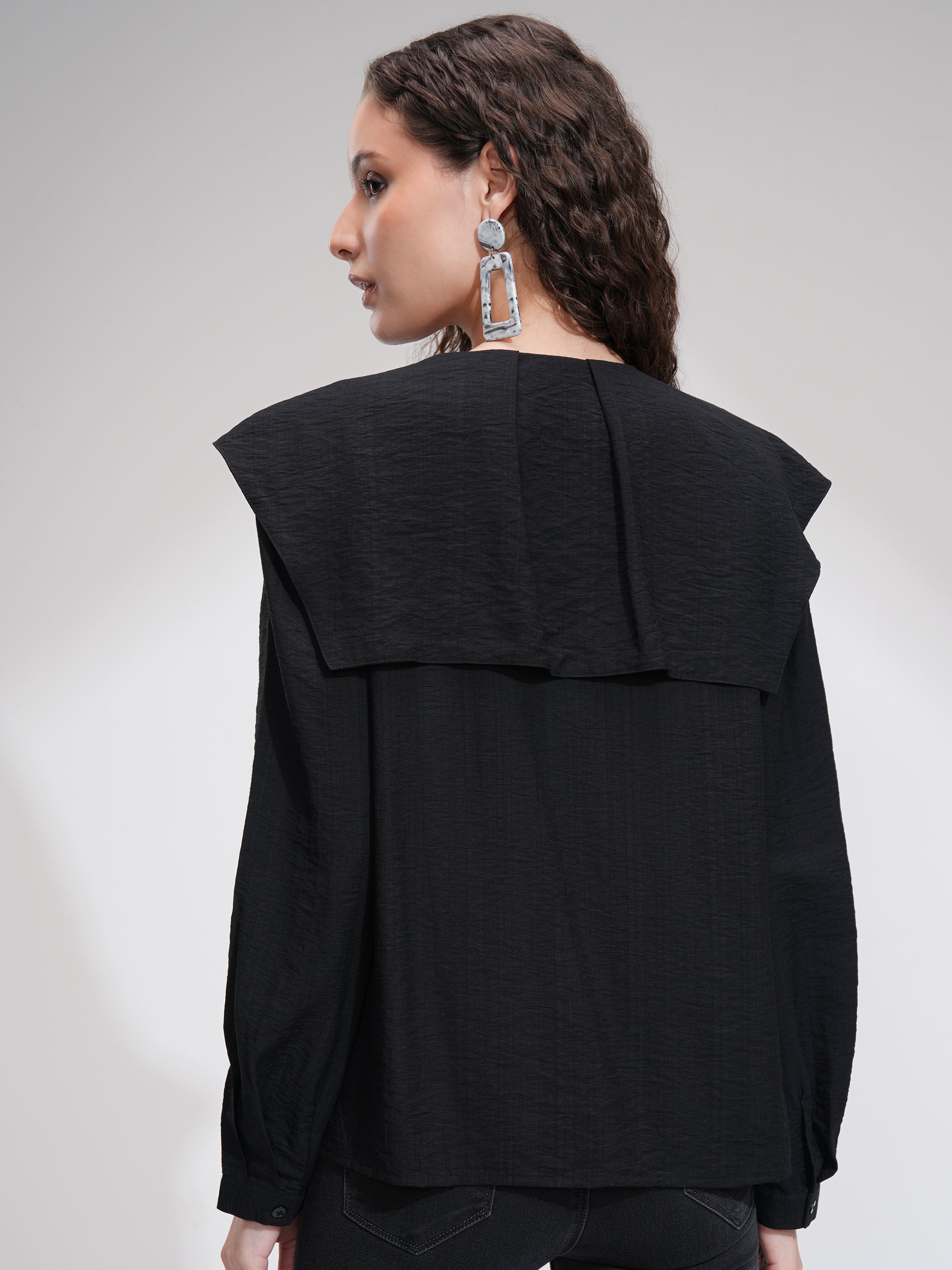 Tokyo Talkies Women Black Solid Regular Top - Black - Image 3