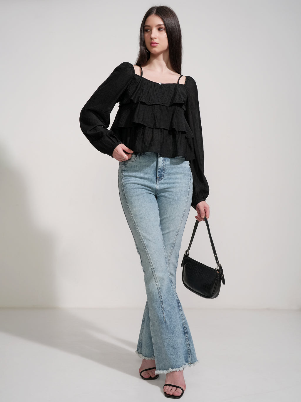 Tokyo Talkies Women Black Solid Regular Top - Black - Image 2