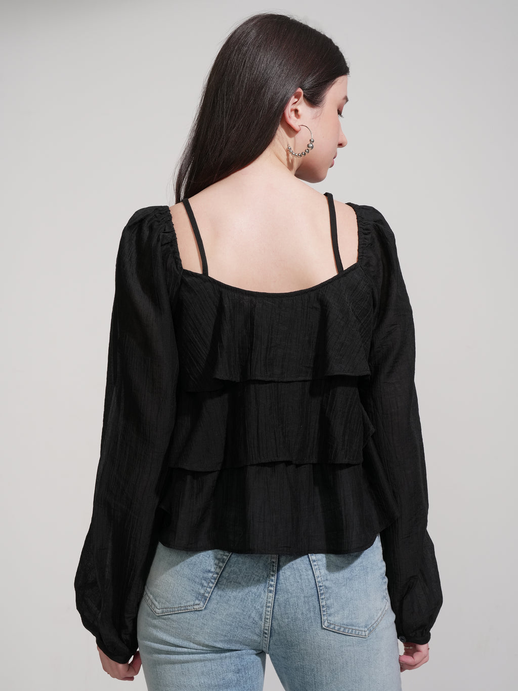 Tokyo Talkies Women Black Solid Regular Top - Black - Image 3