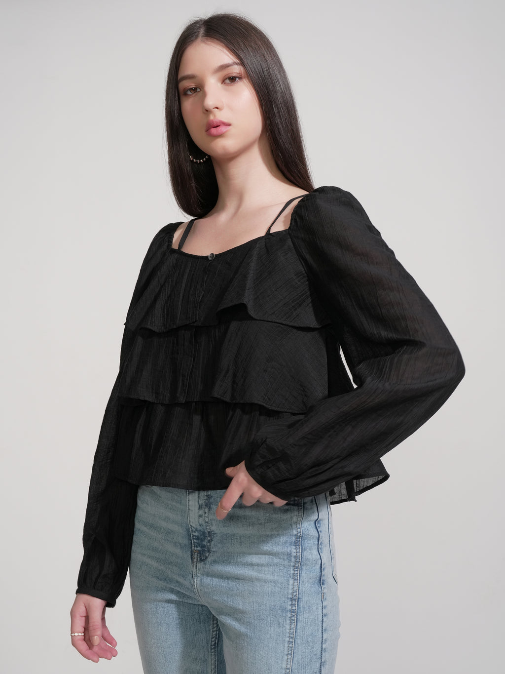 Tokyo Talkies Women Black Solid Regular Top - Black - Image 4