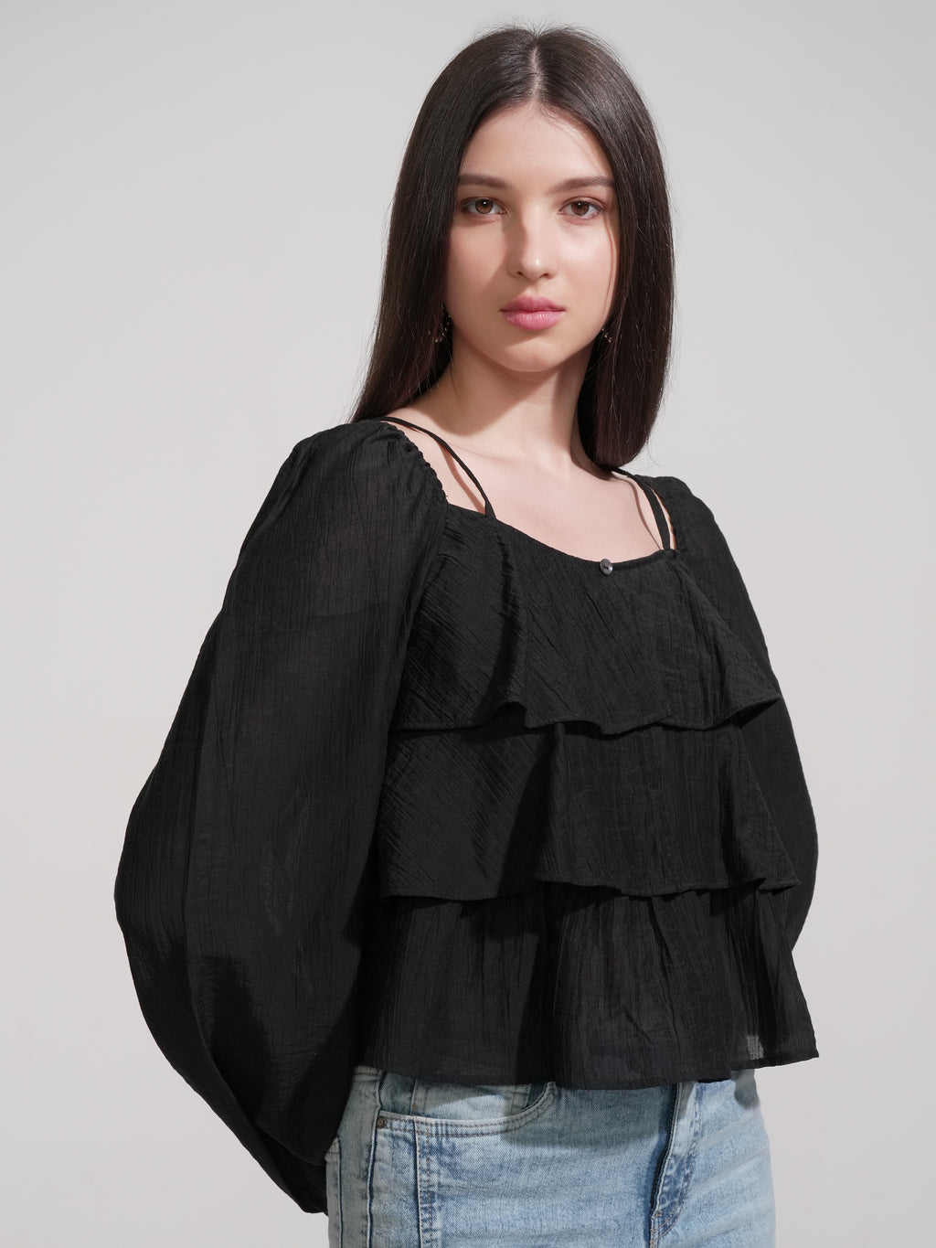 Tokyo Talkies Women Black Solid Regular Top - Black - Image 6