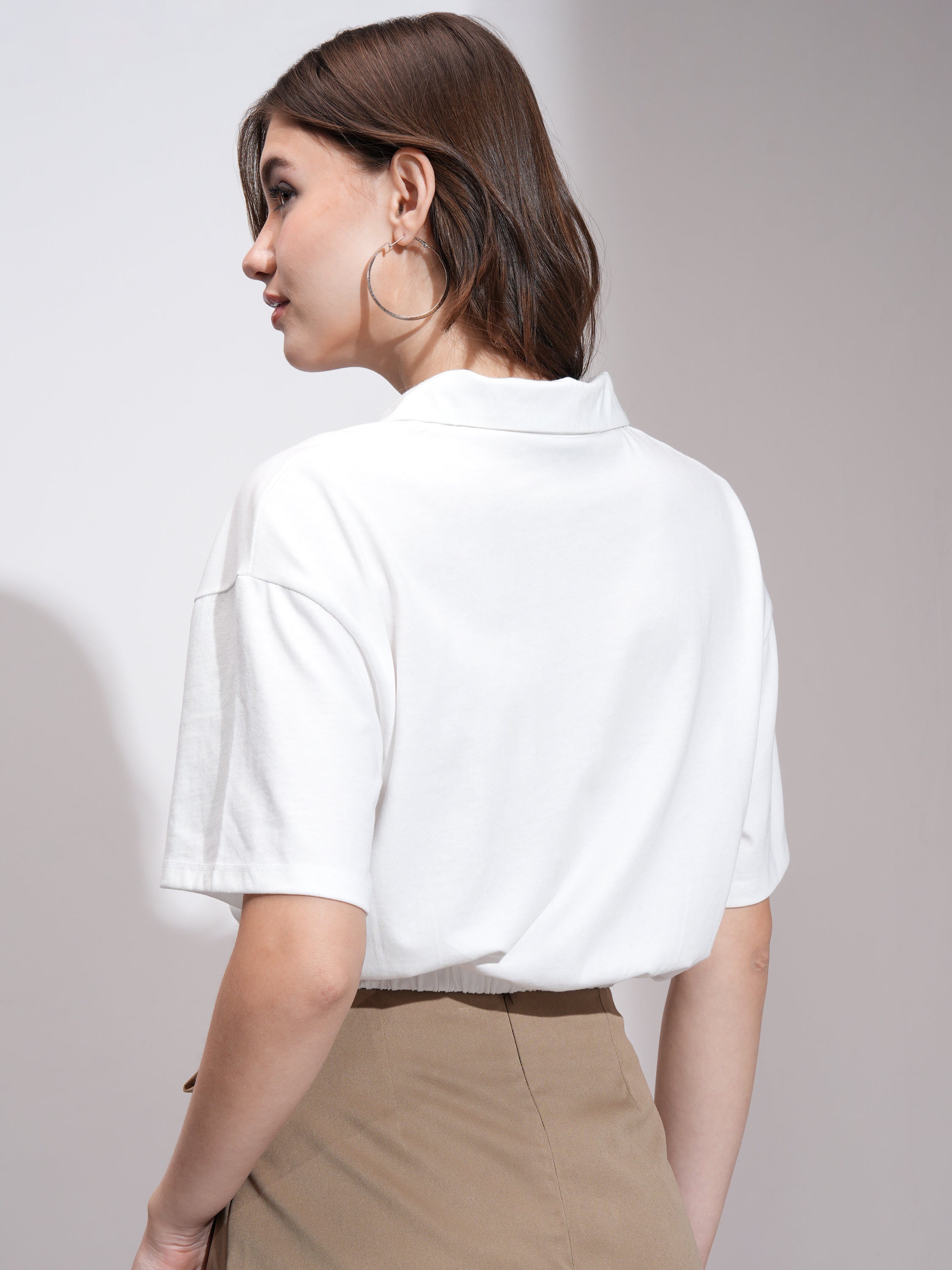 Tokyo Talkies Women White Solid Regular Top - White - Image 3