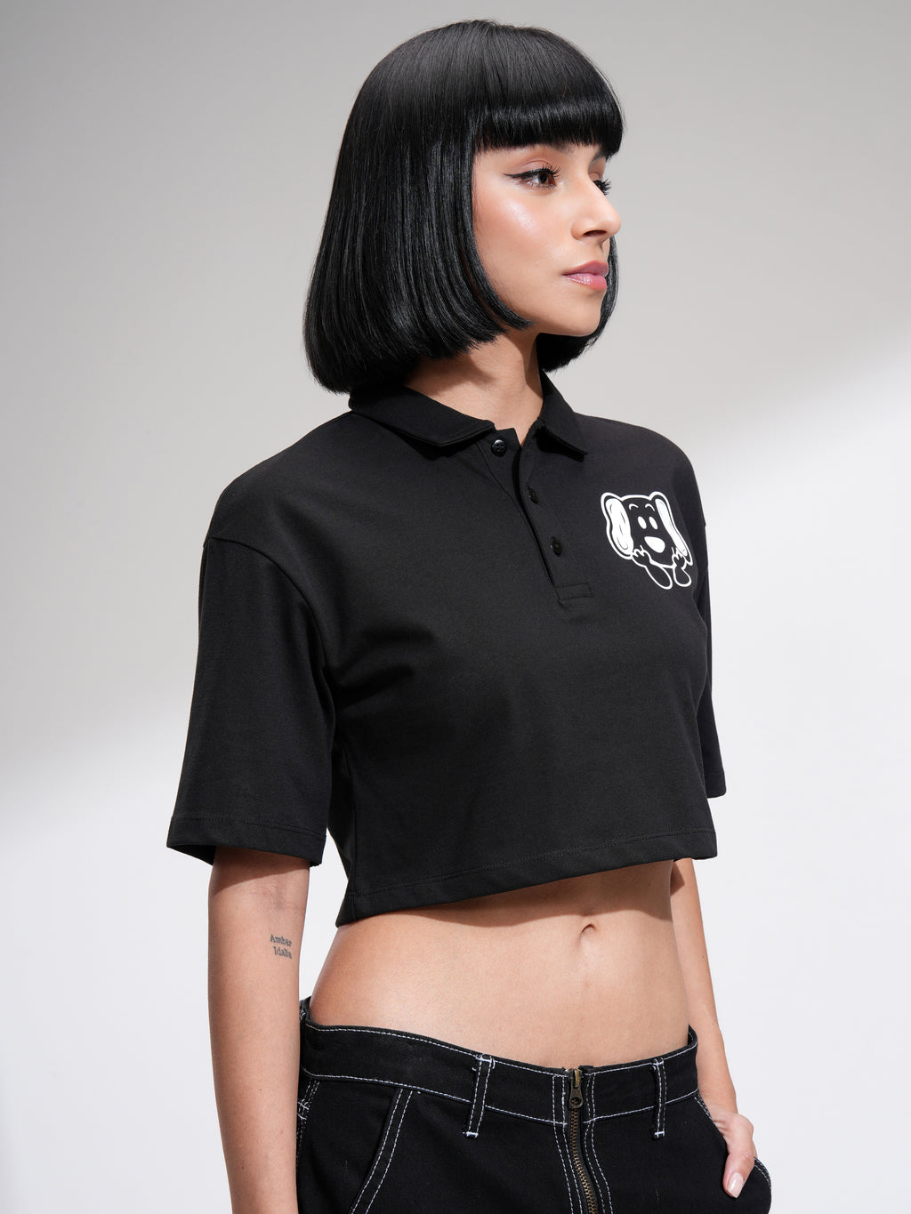 Tokyo Talkies Women Black Printed Regular Top - Black - Image 6