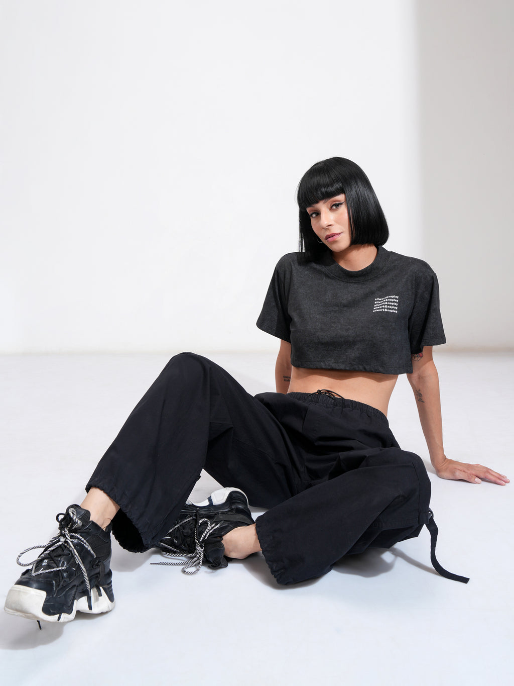 Tokyo Talkies Women Black Printed Regular Top - Black - Image 2