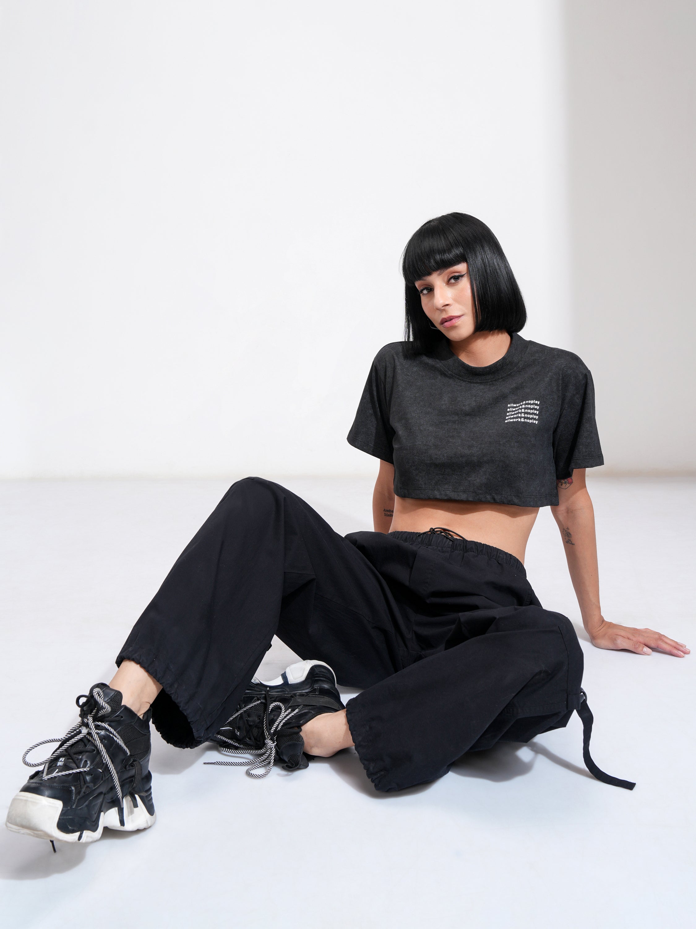 Tokyo Talkies Women Black Printed Regular Top - Black - Image 2