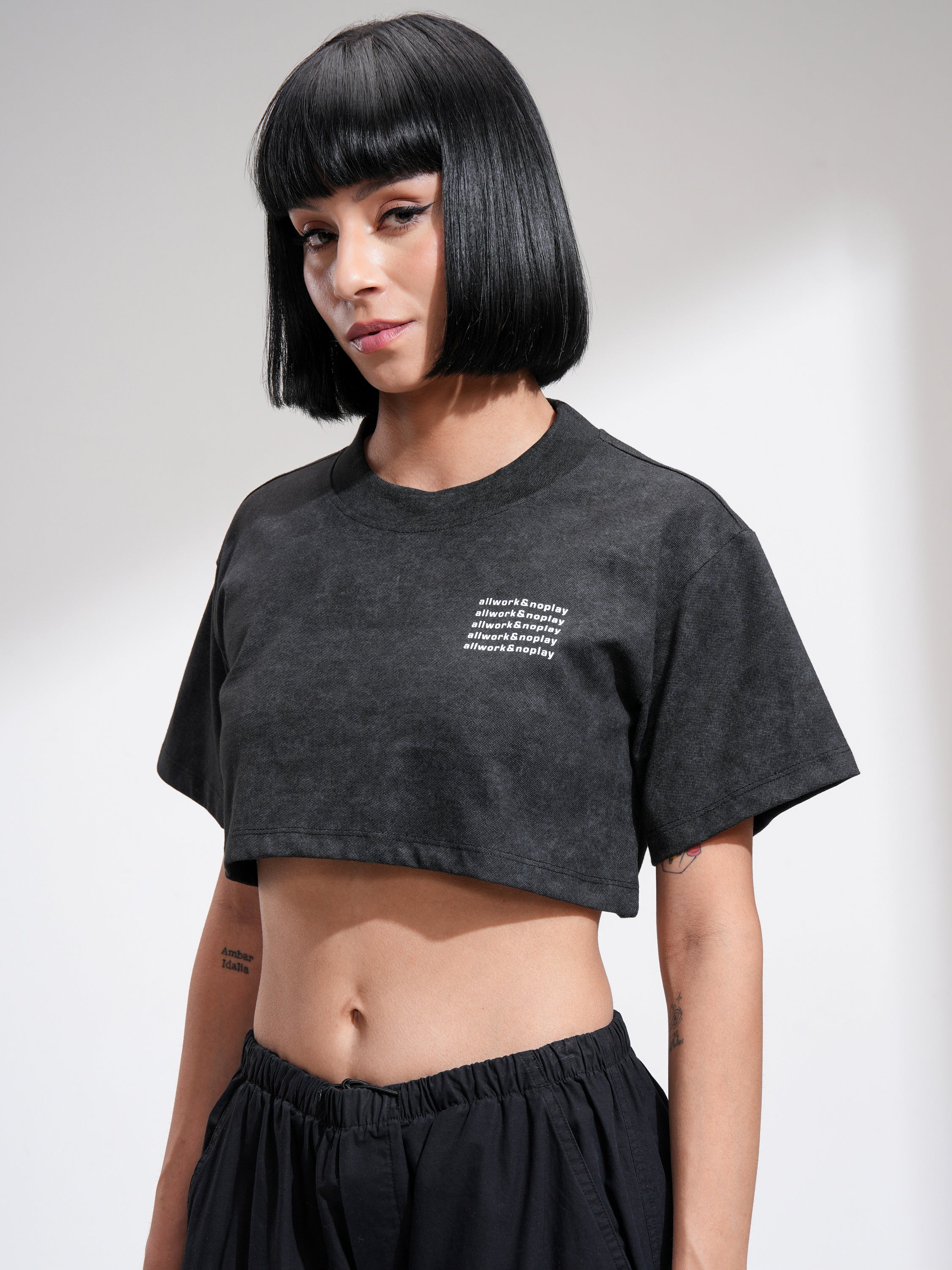 Tokyo Talkies Women Black Printed Regular Top - Black - Image 4