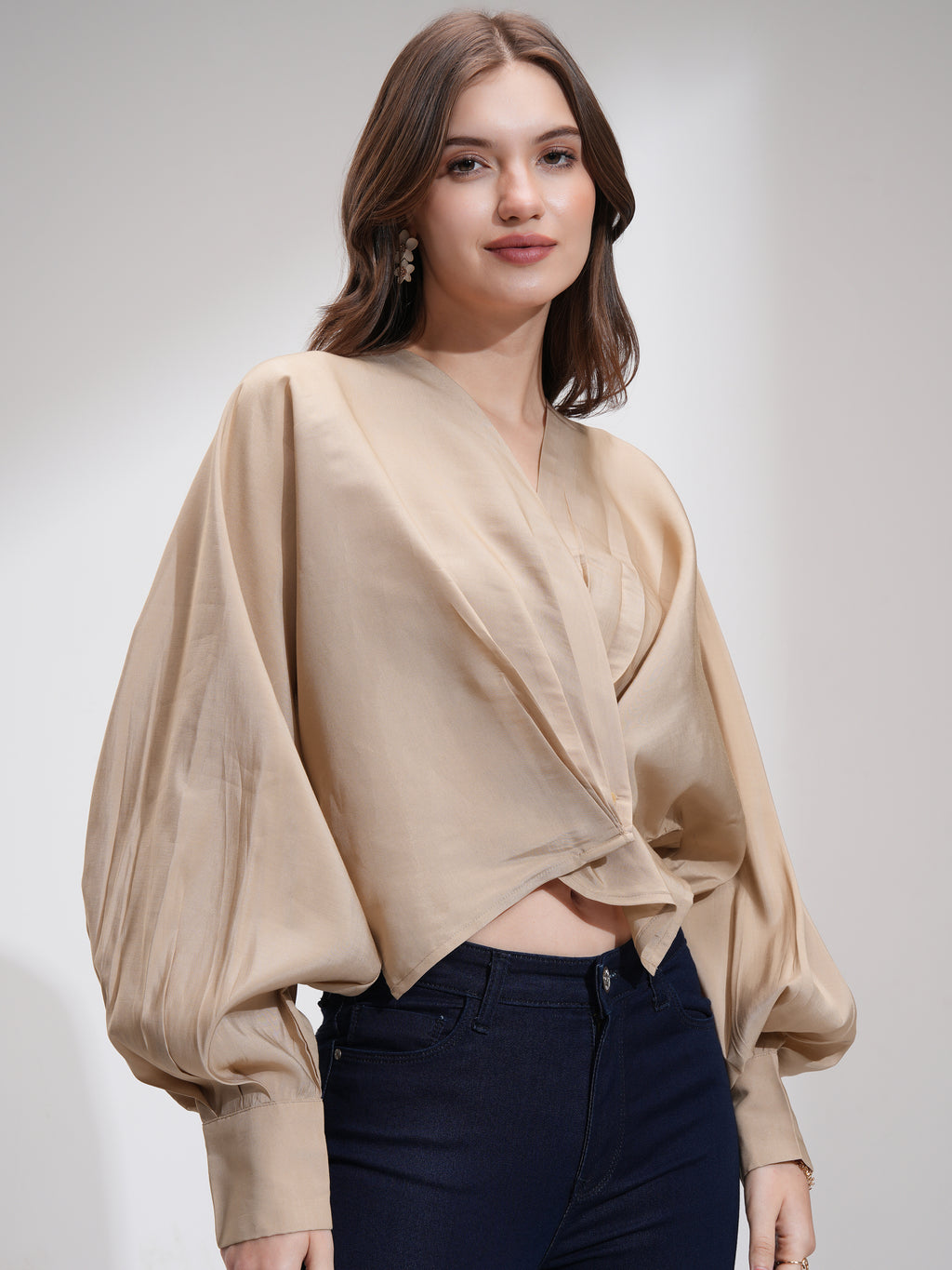 Tokyo Talkies Women Brown Solid Boxy Top - Brown - Image 6