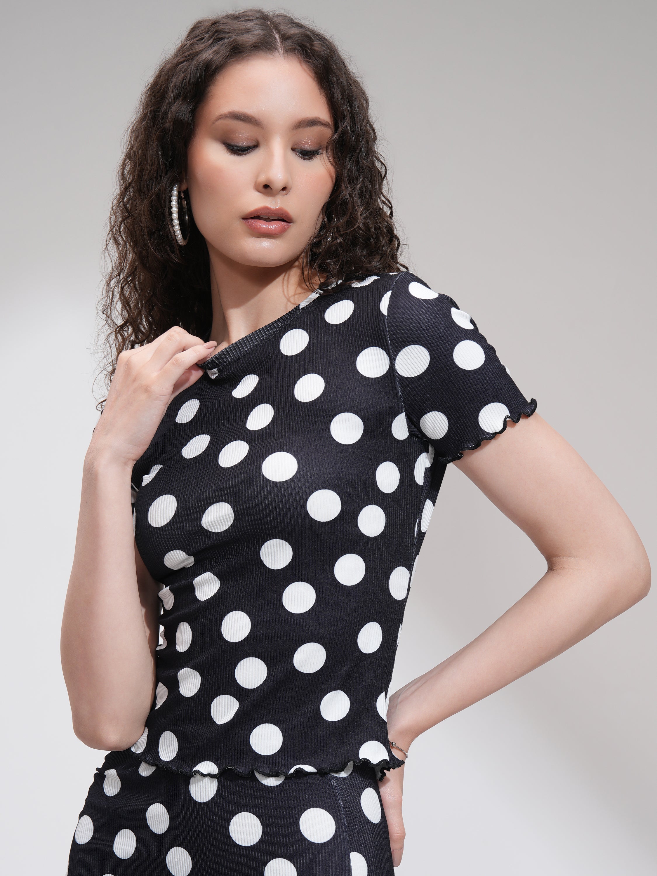 Tokyo Talkies Women Black Printed Fitted Top - Black - Image 4