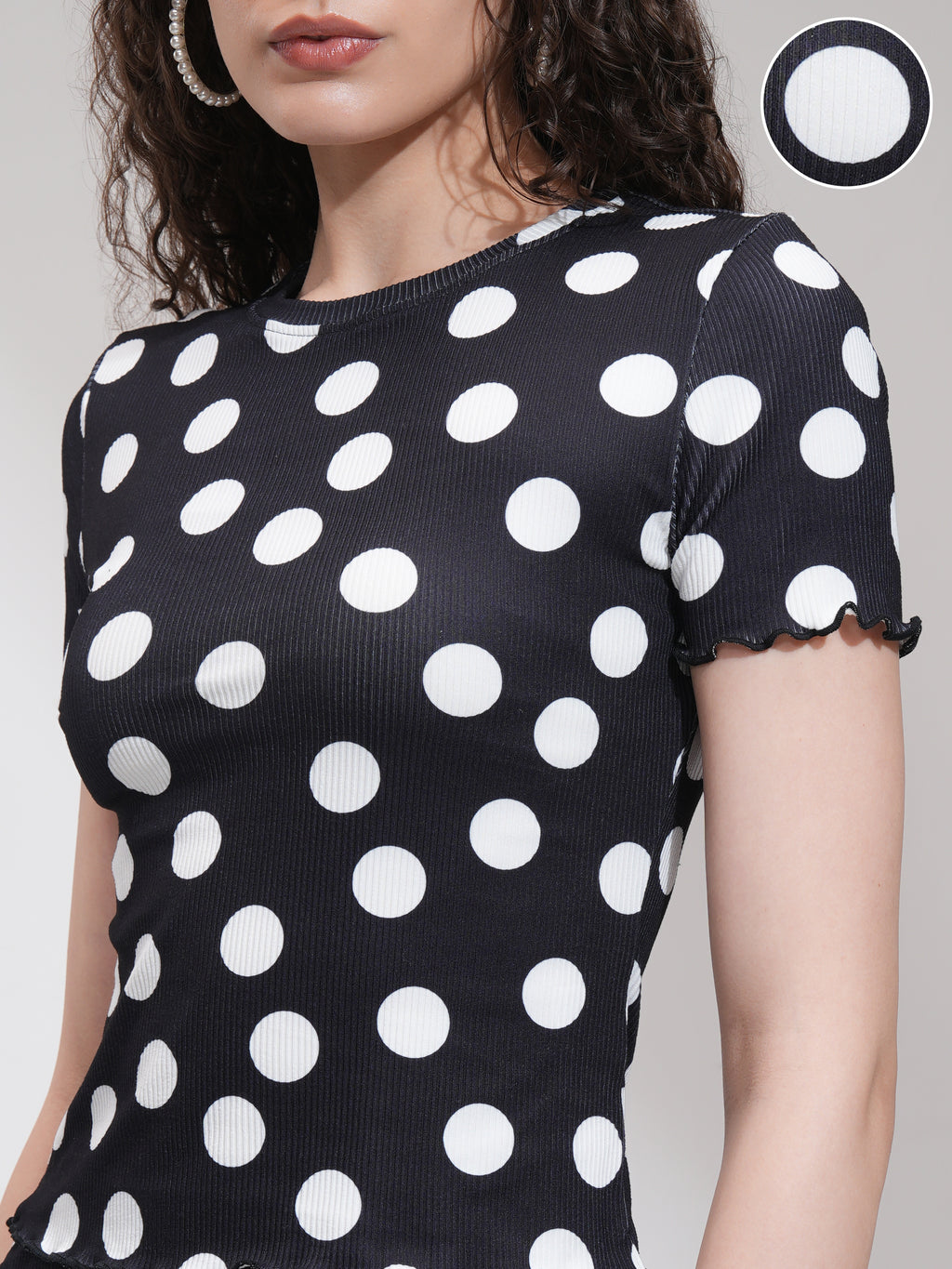 Tokyo Talkies Women Black Printed Fitted Top - Black - Image 5